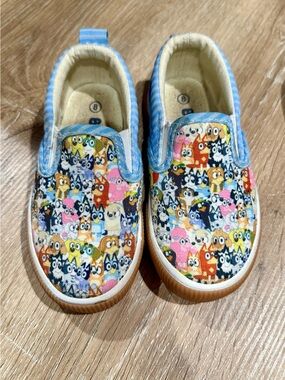 Bluey Toddler Slip-On Sneakers Size 8 | Character Print Canvas Shoes